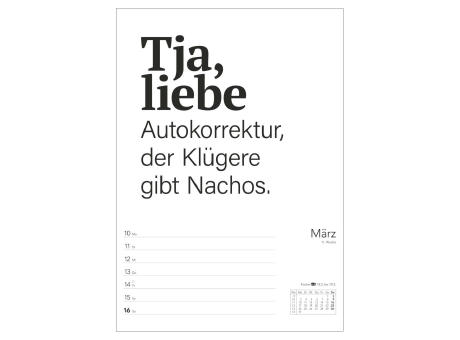 Typo-Sprüche-Kalender s/w Wochenplaner