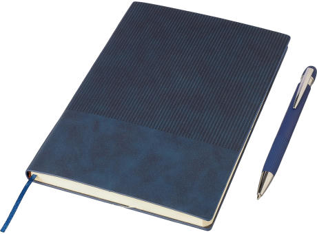 Recyceltes PU-Notizbuch (A5) und Kugelschreiber-Set Tarek