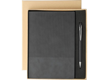Recyceltes PU-Notizbuch (A5) und Kugelschreiber-Set Tarek