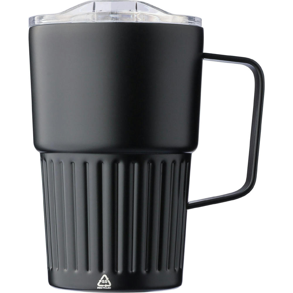 Recycelter Edelstahl-Reisebecher mit doppelter Wand (450 ml) von Calo