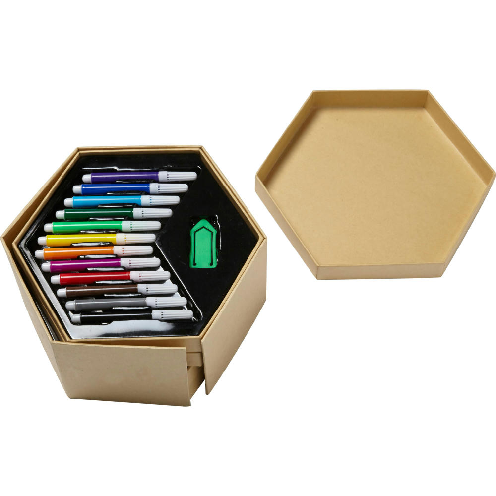 Kunst-Set Kenji | Sechseckige Kartonbox | 54 St.