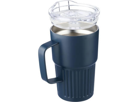 Recycelter Edelstahl-Reisebecher mit doppelter Wand (450 ml) von Calo