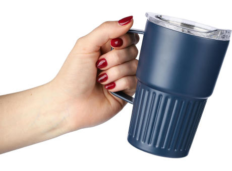 Recycelter Edelstahl-Reisebecher mit doppelter Wand (450 ml) von Calo