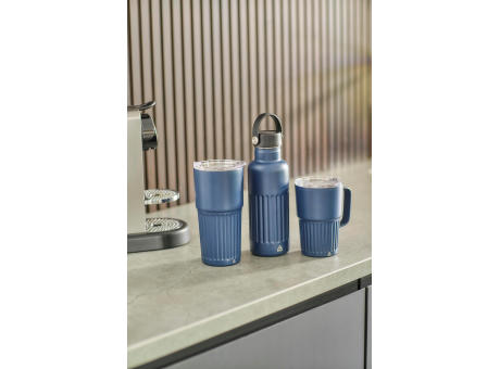 Recycelter Edelstahl-Reisebecher mit doppelter Wand (450 ml) von Calo