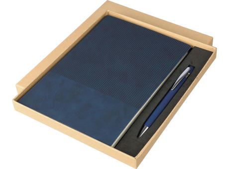 Recyceltes PU-Notizbuch (A5) und Kugelschreiber-Set Tarek