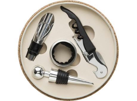 Weinset aus PU mit Korkoptik Milana