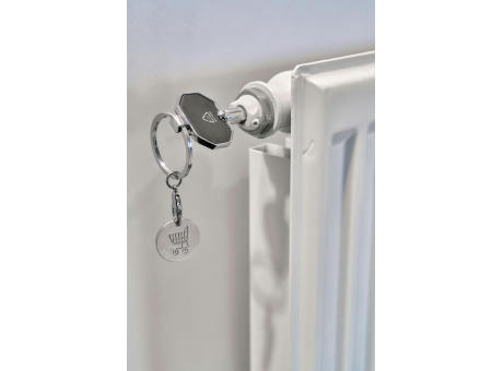 Schlüsselanhänger aus recycelter Zinklegierung mit Heizkörperentlüfter Mara