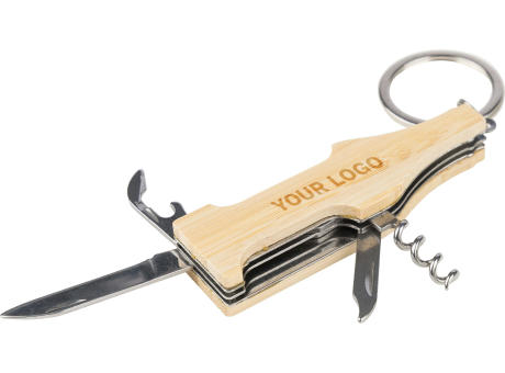 Bambus-Multifunktionswerkzeug-Schlüsselanhänger Inaya