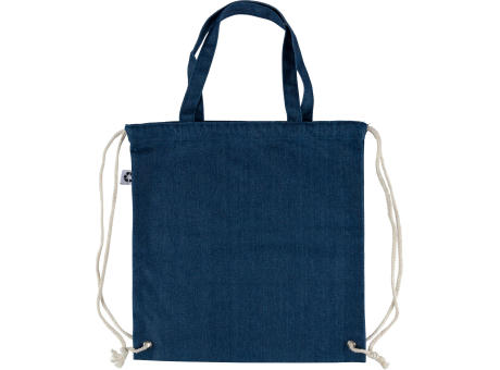 Recycelte Denim-Kordeltasche Dex