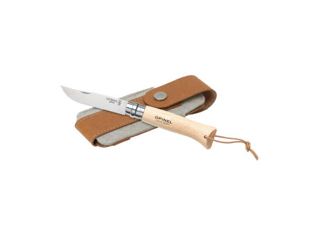 Opinel Inox No 08 Natural Taschenmesser | Mit Gürteletui