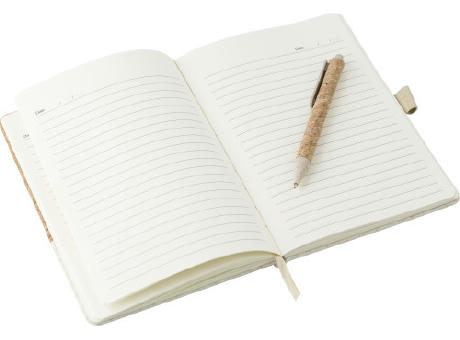 Cork-Line Notizbuch aus Kork und Leinen und Kugelschreiber aus Weizenstroh Kenzo
