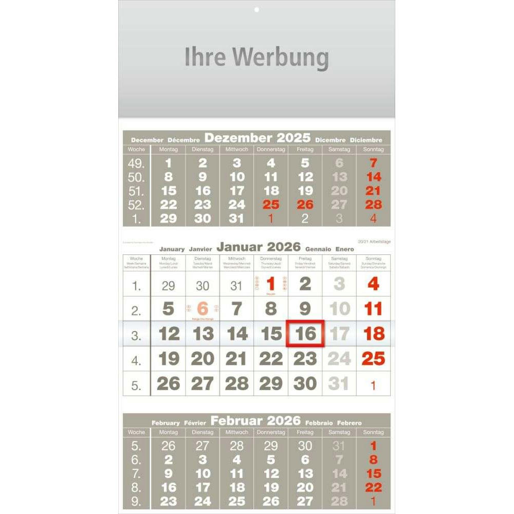 Dreimonatsplaner Compact-basic grau