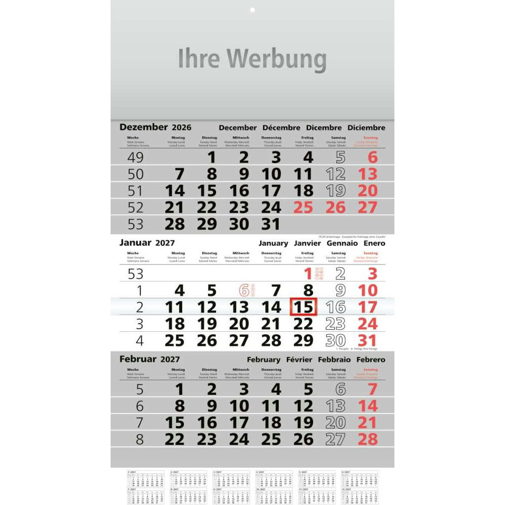 Dreimonatsplaner Assistent-plus grau