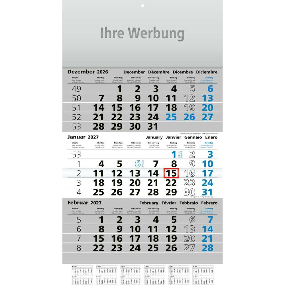 Dreimonatsplaner Assistent-plus grau/blau