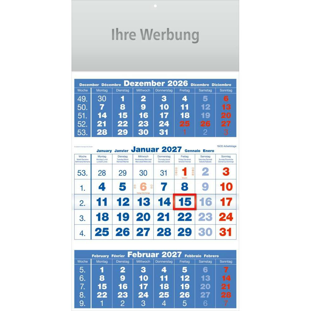 Dreimonatsplaner Compact-basic blau