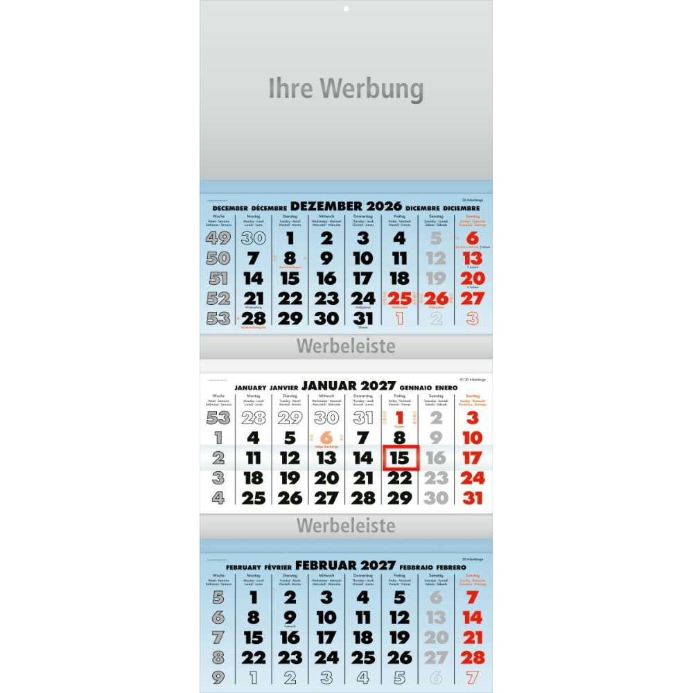 Dreimonatsplaner Business-trio blau