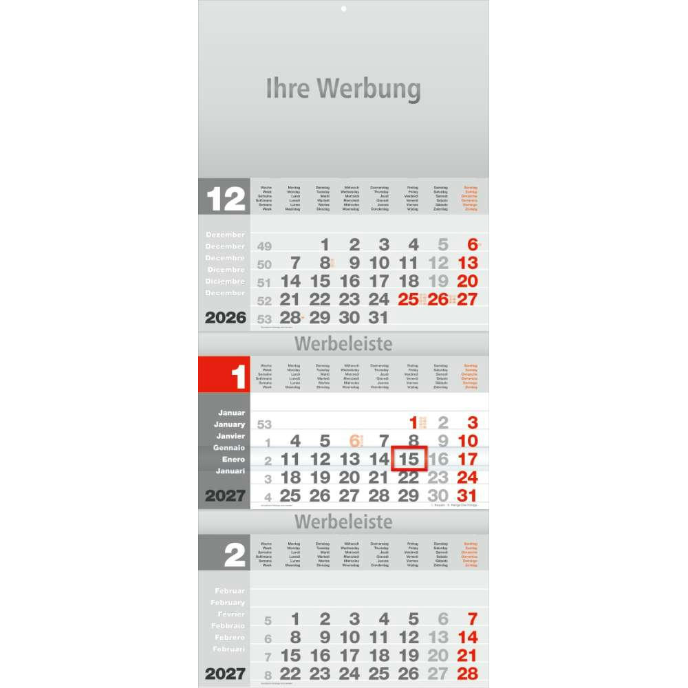 Dreimonatsplaner Design-trio grau