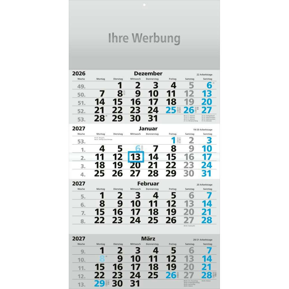 Viermonatsplaner Compact-quattro, blau