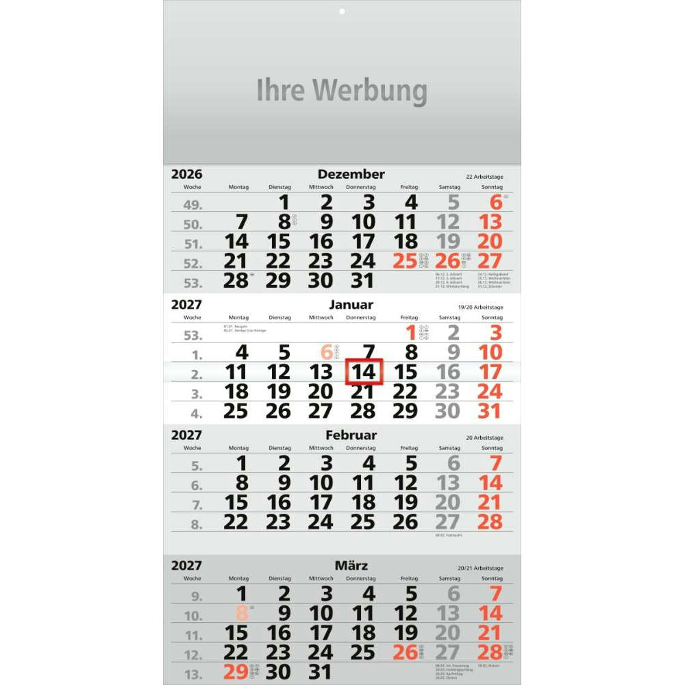 Viermonatsplaner Compact-quattro, rot