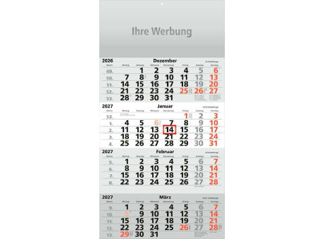 Viermonatsplaner Compact-quattro, rot