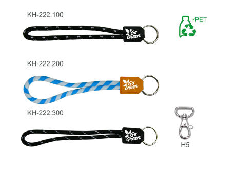 Rundgewebte Schlüsselanhänger-Schlaufe rPET mit Soft-PVC-Motivlabel