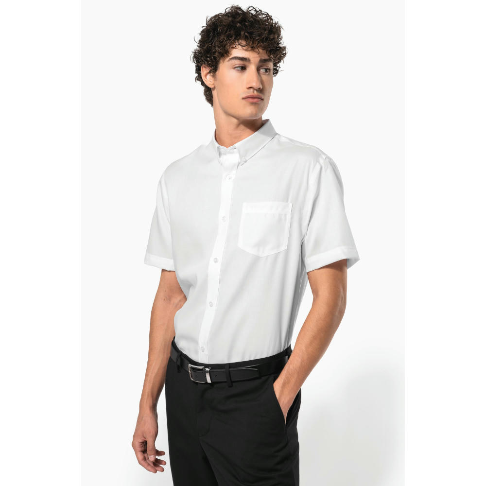 Camisa micro sarga no-plancha manga corta hombre