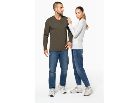 Camiseta manga larga y cuello de pico hombre
