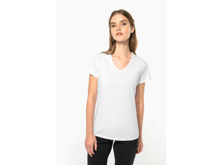 Camiseta con elastano cuello de pico mujer
