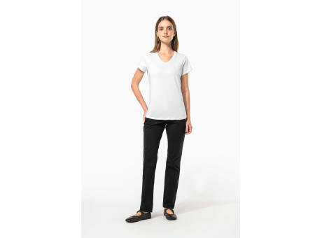 Camiseta con elastano cuello de pico mujer