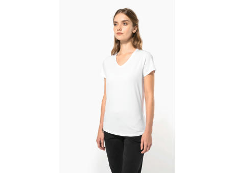 Camiseta con elastano cuello de pico mujer