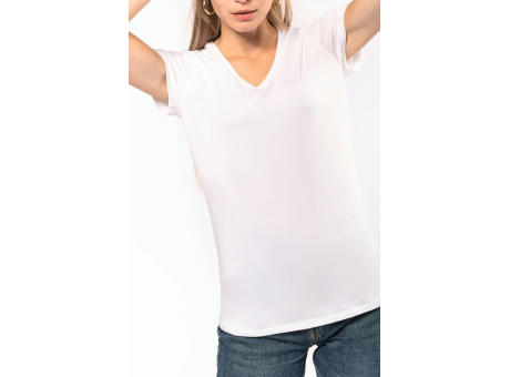 Camiseta con elastano cuello de pico mujer