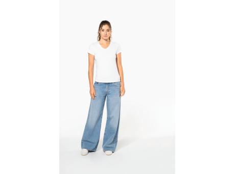 Camiseta con elastano cuello de pico mujer