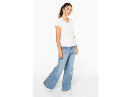 Camiseta con elastano cuello de pico mujer