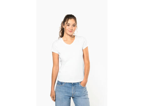 Camiseta con elastano cuello de pico mujer