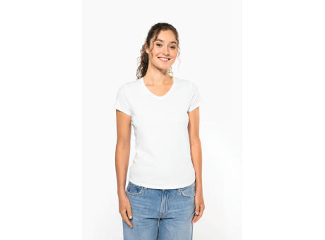 Camiseta con elastano cuello de pico mujer