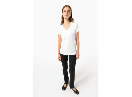 Camiseta con elastano cuello de pico mujer
