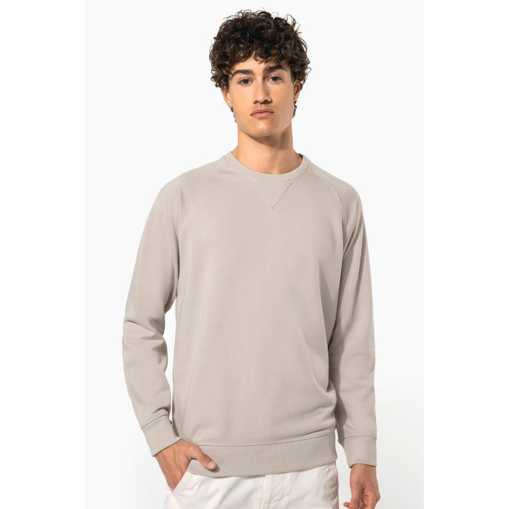 Sudadera algodón orgánico con cuello redondo y mangas raglán de hombre
