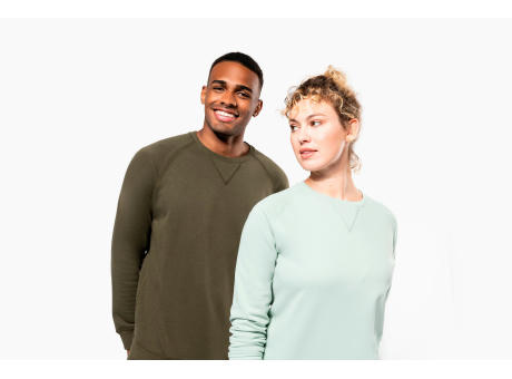 Sudadera algodón orgánico con cuello redondo y mangas raglán de hombre