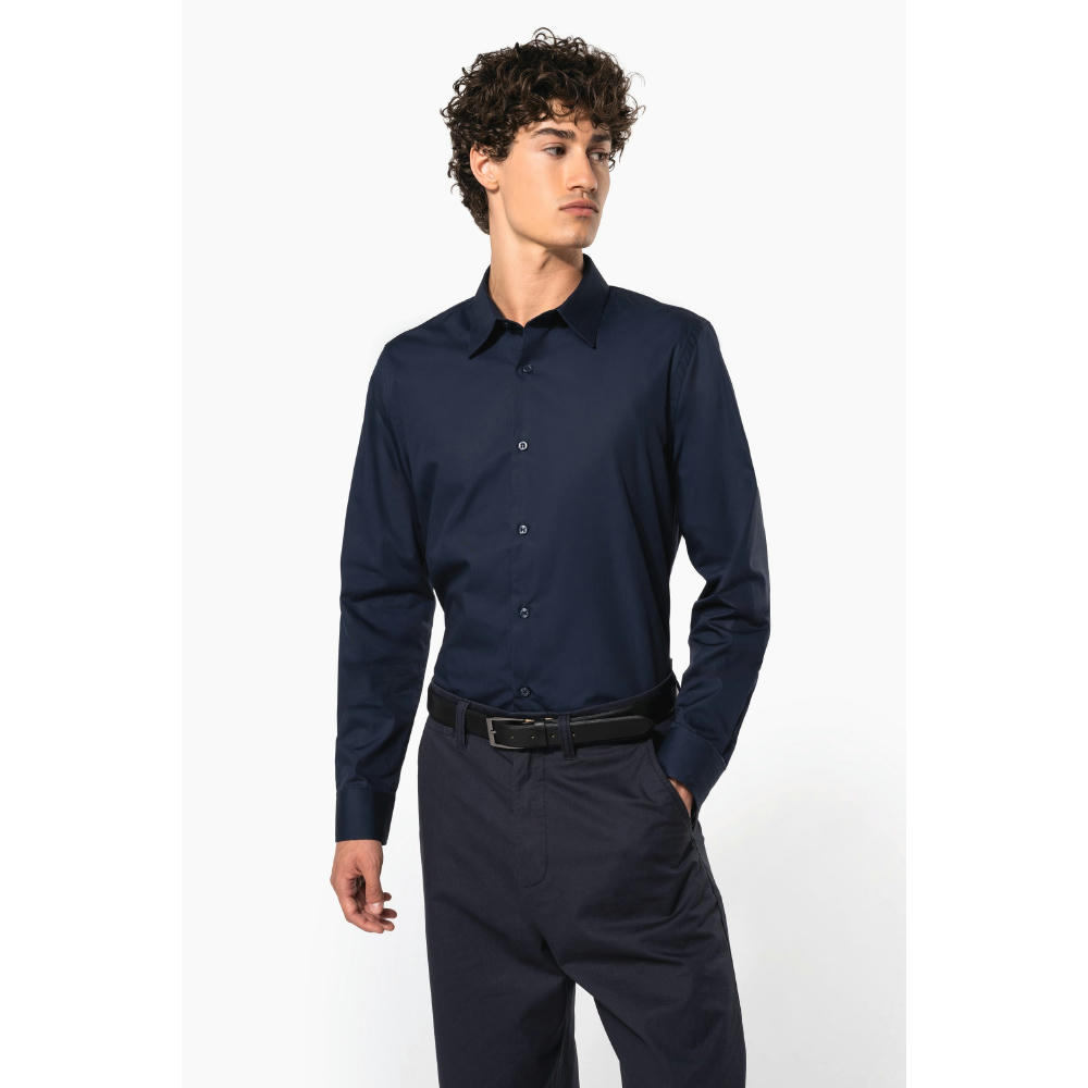 Camisa popelina manga larga hombre
