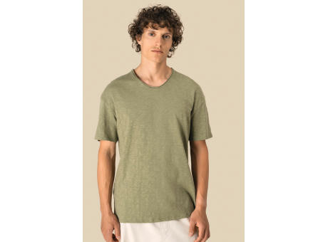 Camiseta ecorresponsable cuello slub y hombros caídos hombre