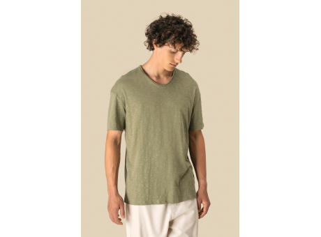 Camiseta ecorresponsable cuello slub y hombros caídos hombre