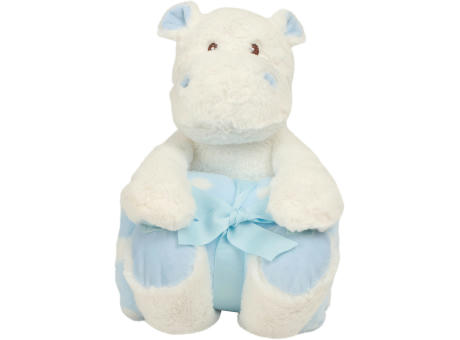 Hipopótamo de peluche con manta