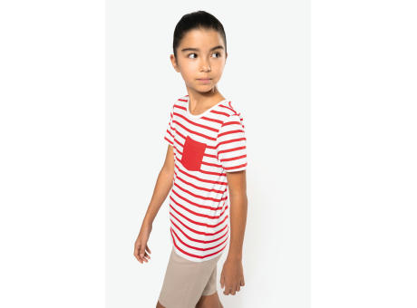 Camiseta Marinero a rayas con bolsillo manga corta para niños