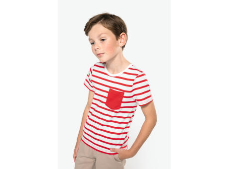 Camiseta Marinero a rayas con bolsillo manga corta para niños