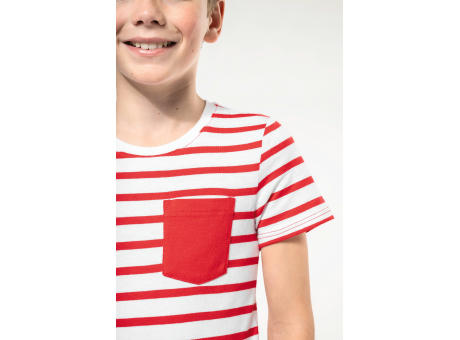 Camiseta Marinero a rayas con bolsillo manga corta para niños
