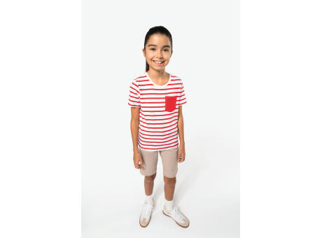 Camiseta Marinero a rayas con bolsillo manga corta para niños