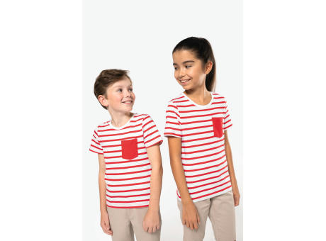 Camiseta Marinero a rayas con bolsillo manga corta para niños