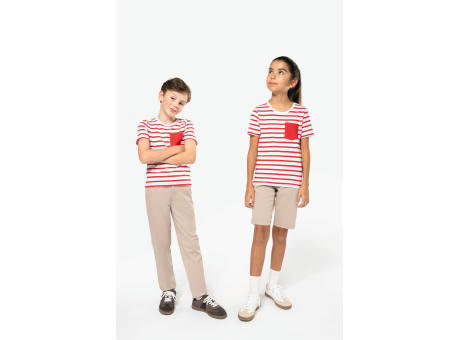 Camiseta Marinero a rayas con bolsillo manga corta para niños