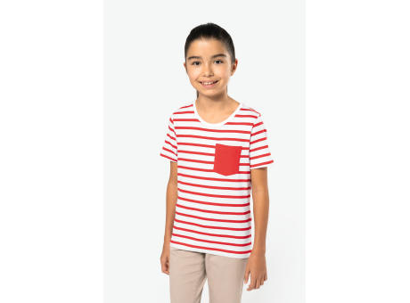 Camiseta Marinero a rayas con bolsillo manga corta para niños