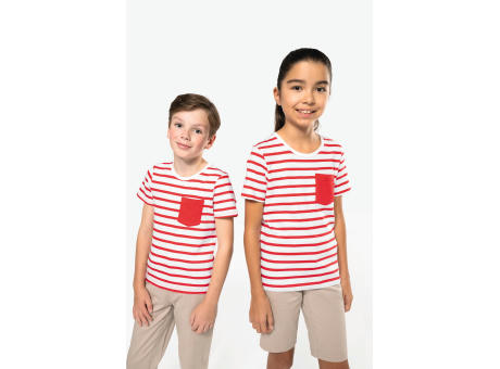 Camiseta Marinero a rayas con bolsillo manga corta para niños